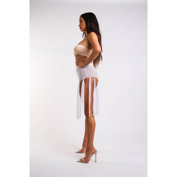 Women's Elastic Waist Casual Fringed Mesh Solid Sexy Shorts Size S, M, L - Picture 9 of 11